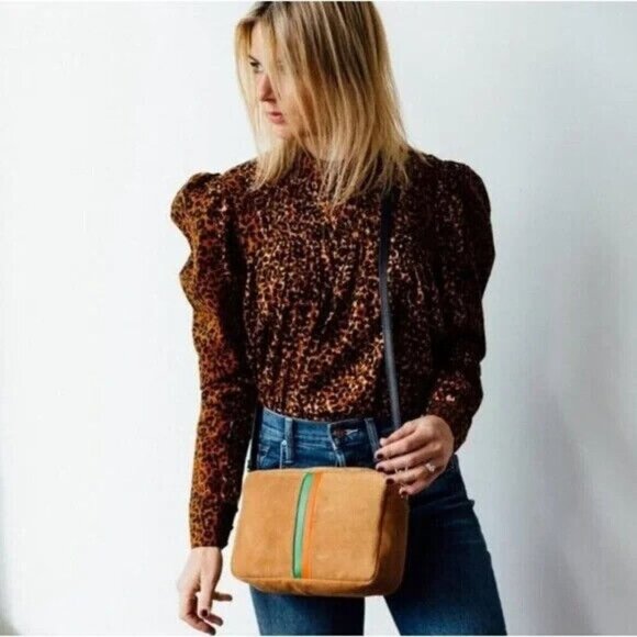 Ulla Johnson‎ Vesna Pintucked Leopard Print Puff Sleeve Cotton Blouse Size 4 - Picture 3 of 10